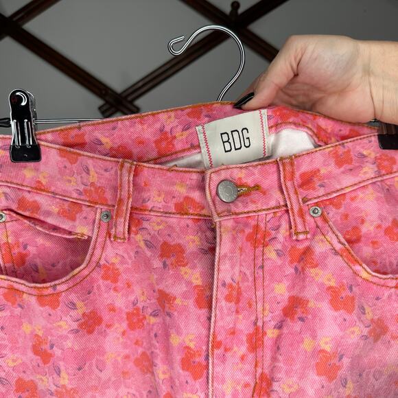 BDG Urban Outfitters Pink Floral Hi Rise Flare Jeans - Picture 6 of 6